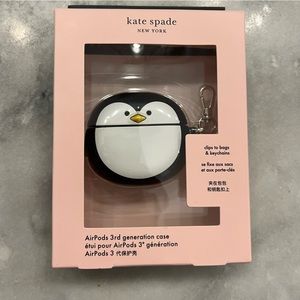 Kate Spade Penguin Airpods 3rd Gen Case Clips Keychains Pink Shopping Bag Set